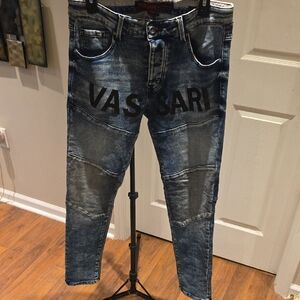 Men's Skinny Washed Blue Jeans